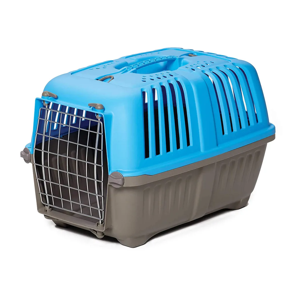 MidWest Homes for Pets Spree by MidWest 19-Inch Travel Carrier, Blue, Fits Pets up to 10 lbs | Hard-Sided Pet Carrier, Steel Door, Ventilated Design, Locking Tabs, Easy Assembly