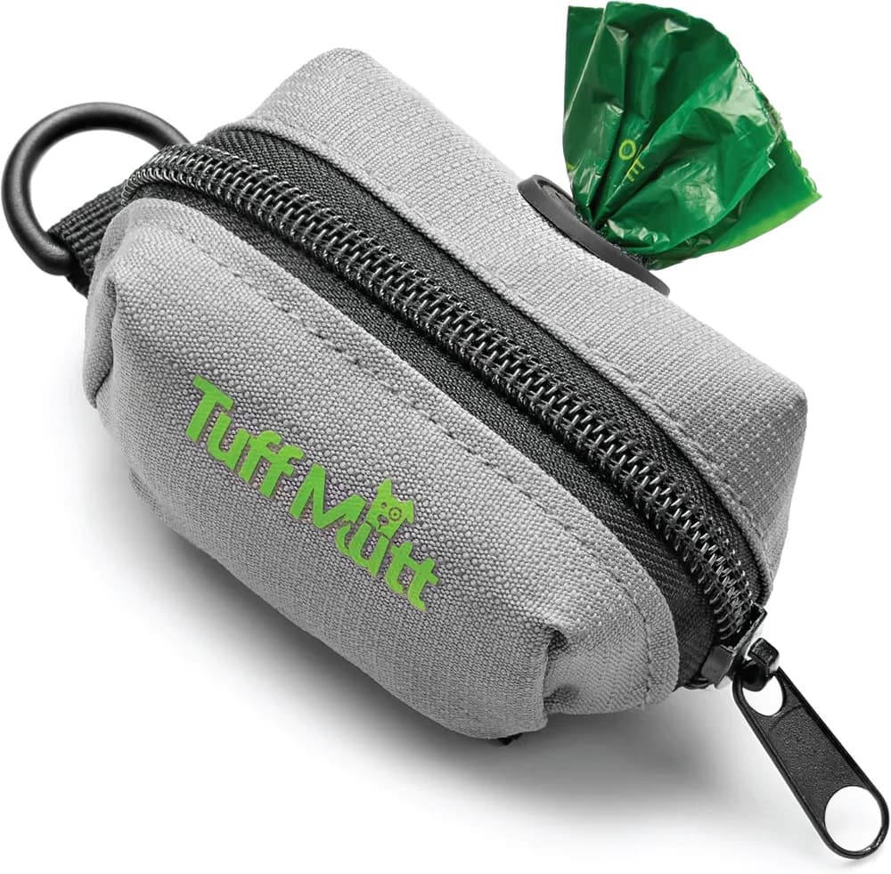 Tuff Mutt Tuff Mutt Dog Poop Bag Holder with Velcro Attachment - Durable Fabric Poop Bag Dispenser for Leashes - Includes Starter Roll for Easy Cleanup