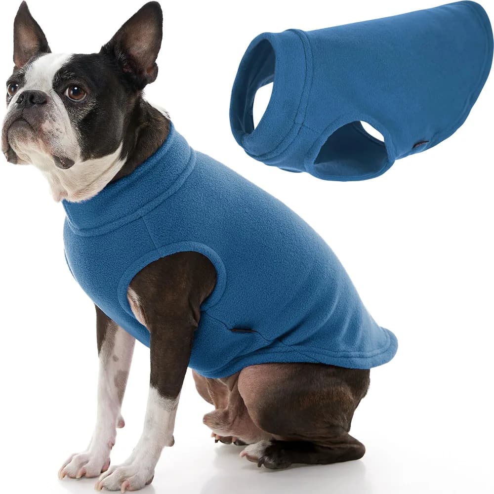 Gooby Gooby Stretch Fleece Vest Dog Sweater - Steel Blue, Large - Warm Pullover Super Stretchy Fleece Dog Jacket for Small to Large Dogs