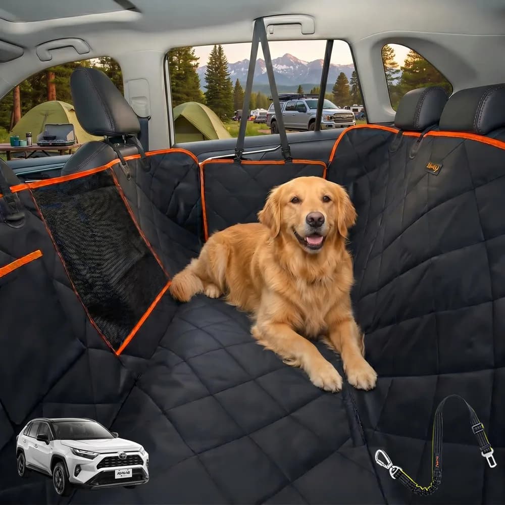iBuddy Luxury Dog Car Seat Cover for Back Seat Breathable Mesh Window Dog Hammock for Car 4-Layer Heavy Duty Waterproof Pet Seat Protector Scratch-Proof Car Seat Cover Perfect for Family Road Trips