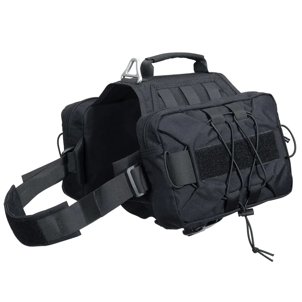 EXCELLENT ELITE SPANKER EXCELLENT ELITE SPANKER Dog Pack Hound Dog Saddle Bag Backpack for Travel Camping Hiking Medium & Large Dog with 2 Capacious Side Pockets(Black-L)