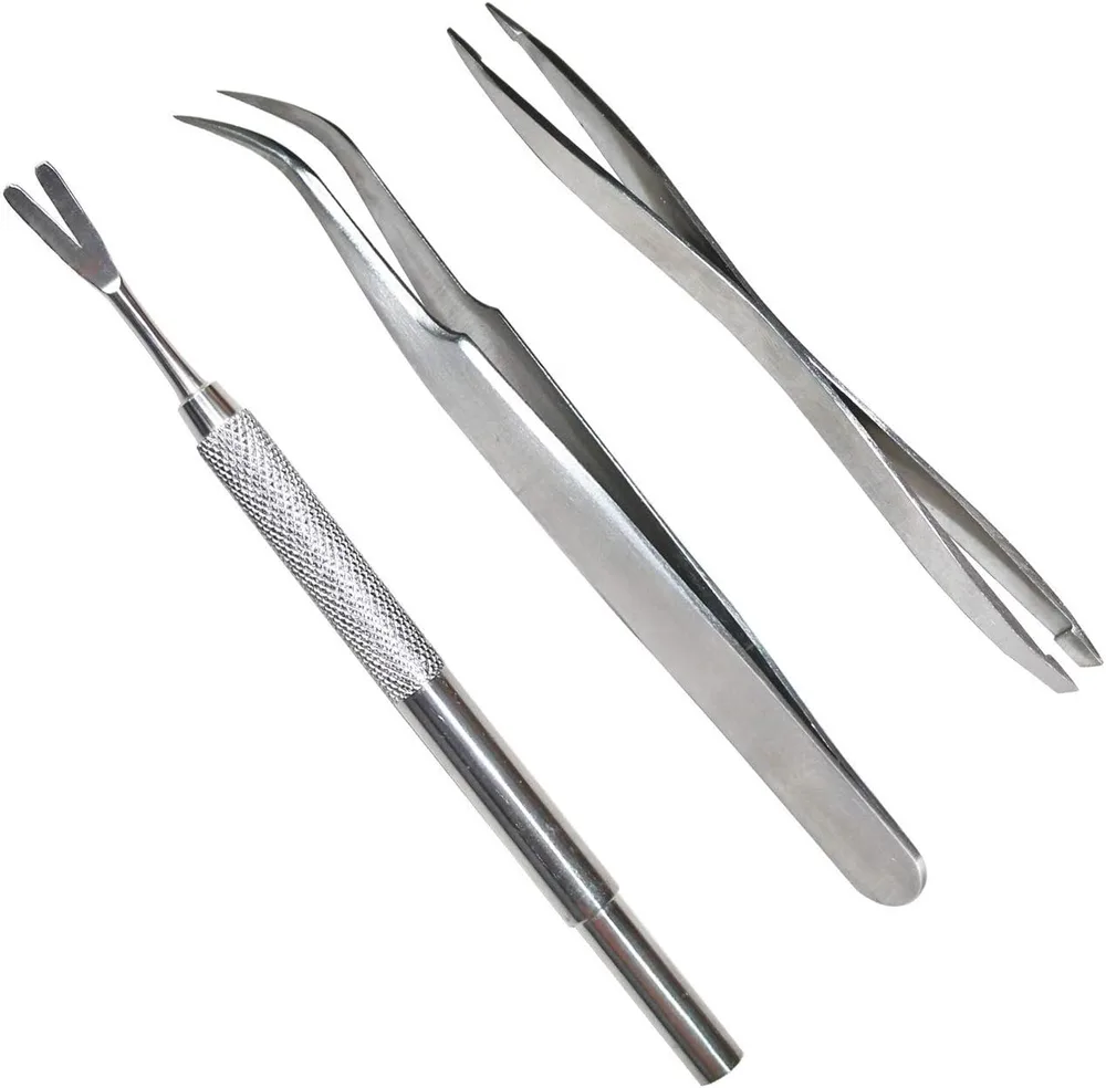 Acronde 3 Pack Tick Remover Tool Set Stainless Steel Tick Remover Kit | One Double-Ended Tweezer, One Single Ended Hook Tool and One Specially Shaped Super-Fine-Tip Tweezer for Cats And Dogs