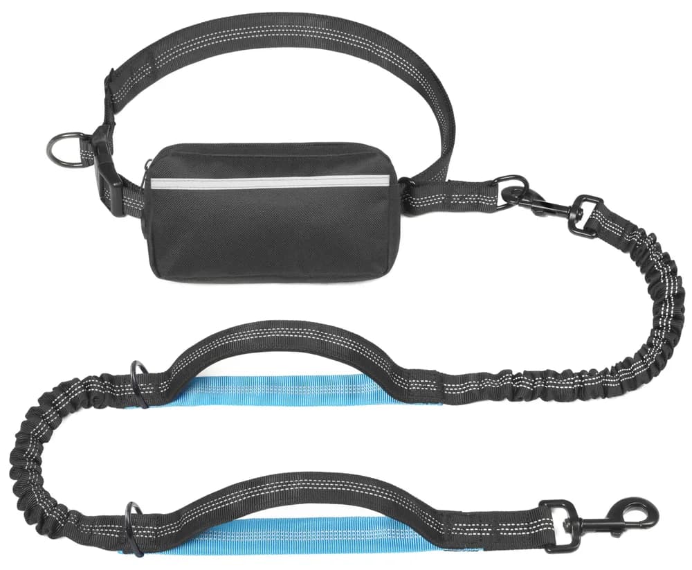 iYoShop iYoShop Hands Free Dog Leash with Zipper Pouch, Dual Padded Handles and Durable Bungee for Walking, Jogging and Running Your Dog (Large, 25-120 lbs, Black)