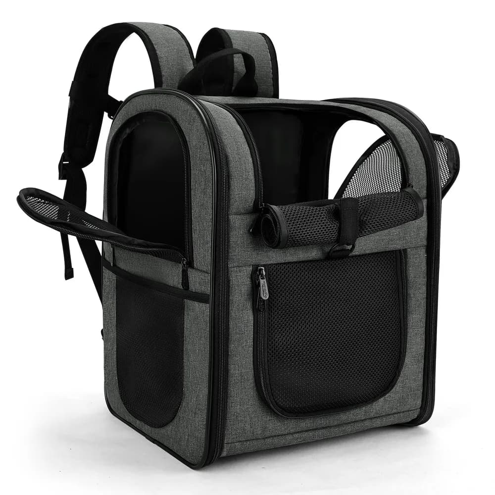 apollo walker Apollo Walker Pet Carrier Backpack for 4-18lb Cats and Dogs, Puppies, Safety Features and Cushion Back Support | for Travel, Hiking, Outdoor Use (Gray)