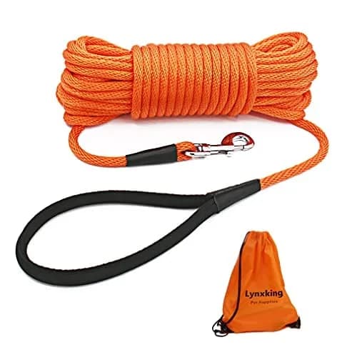 Lynxking lynxking Check Cord Dog Leash Long Lead Training Tracking Line Comfortable Handle Heavy Duty Puppy Rope 10ft 15ft 30ft 50ft for Small Medium Large Dog