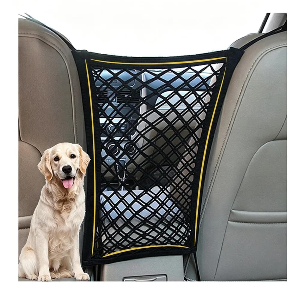 DYKESON DYKESON Dog Car Net Barrier Pet Barrier with Car Mesh Organizer for Dog & Child, Safety Divider with Upgraded Storage Pouch, Easy Install for Cars & SUVs