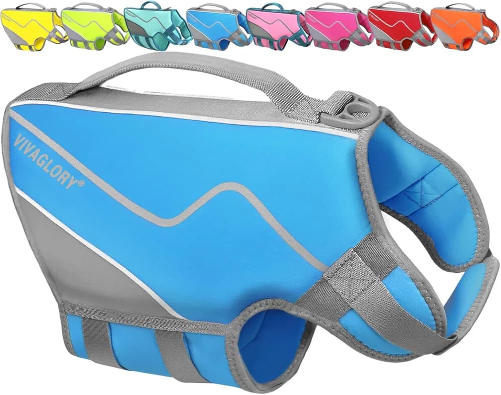 VIVAGLORY VIVAGLORY Neoprene Dog Life Vest, Cyra Blue, Extra Small
