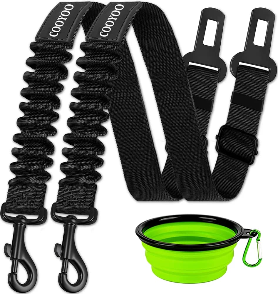 COOYOO COOYOO Dog Seat Belt,3 Piece Set Retractable Dog Car Harness Adjustable Dog Seat Belt for Vehicle Nylon Pet Safety Seat Belts Heavy Duty & Elastic