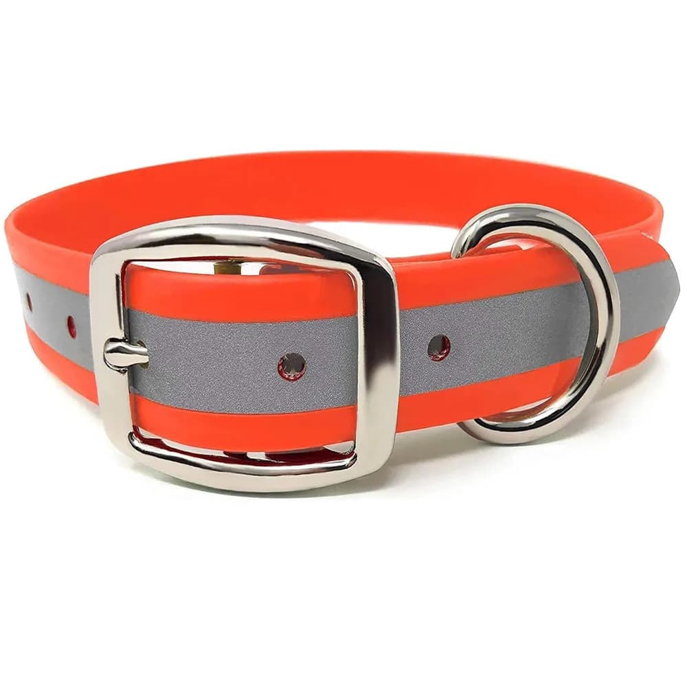 Regal Dog Products Regal Dog Products Medium Orange Heavy Duty Reflective Dog Collar with Durable Metal Buckle and D Ring Adjustable, Chew Proof & Waterproof Strong Small Dog Collar Other Sizes for Medium & Large Dogs