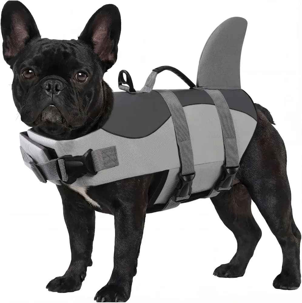 ASENKU ASENKU Shark Pet Flotation Vest, Gray, Extra Small