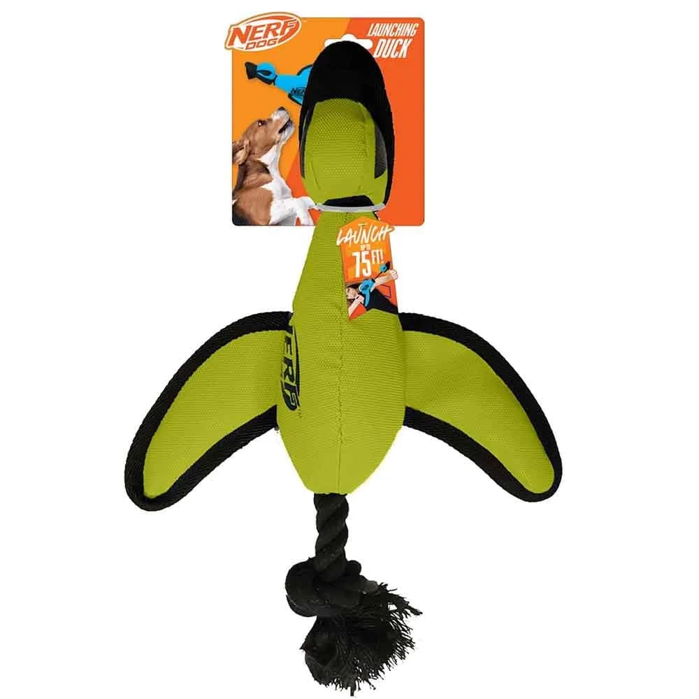 Nerf Dog Nerf Dog Trackshot Launching Duck Dog Toy, 16.5 Dog Fetch Toy for Medium and Large Breeds, Green