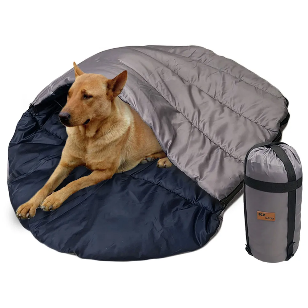 KZ Dotnz Camping Dog Sleeping Bag, Waterproof Warm Pet Bed Cave, Packable Washable Dog Bed Mat with Compression Bag