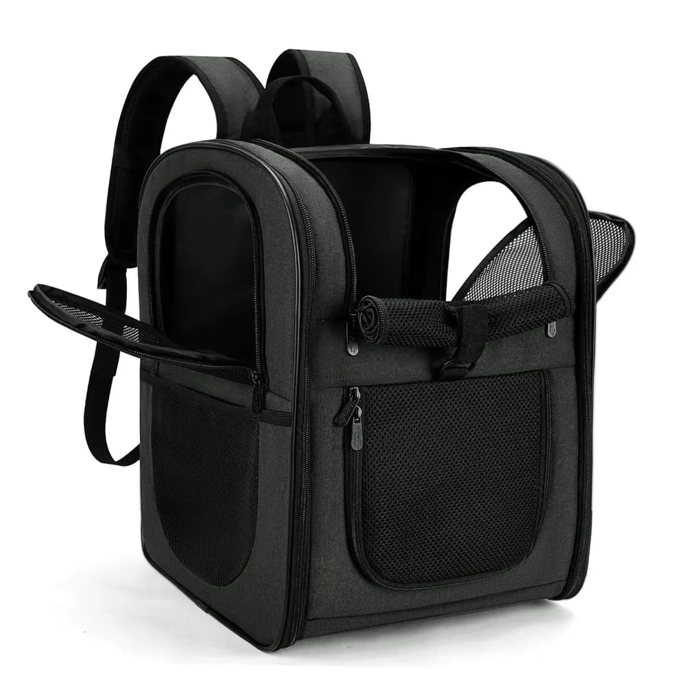 apollo walker Apollo Walker Dog & Cat Carrier Backpack for 4-18lb Pets - Ventilated Safe Design with Padded Back Support, Breathable Mesh Pet Backpack for Hiking, Travel, Outdoor (Black)