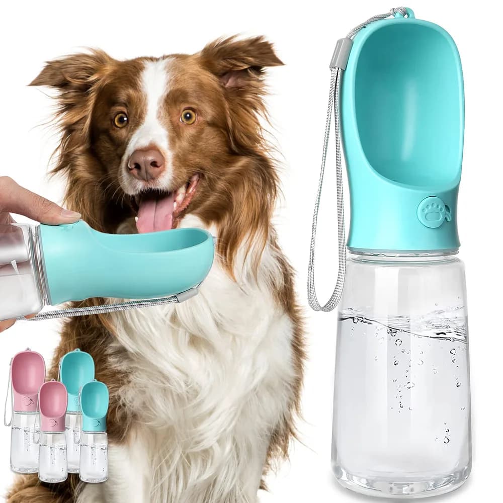 Kalimdor Kalimdor Dog Water Bottle, Leak Proof Portable Puppy Water Dispenser with Drinking Feeder for Pets Outdoor Walking, Hiking, Travel, Food Grade Plastic (19oz Blue)