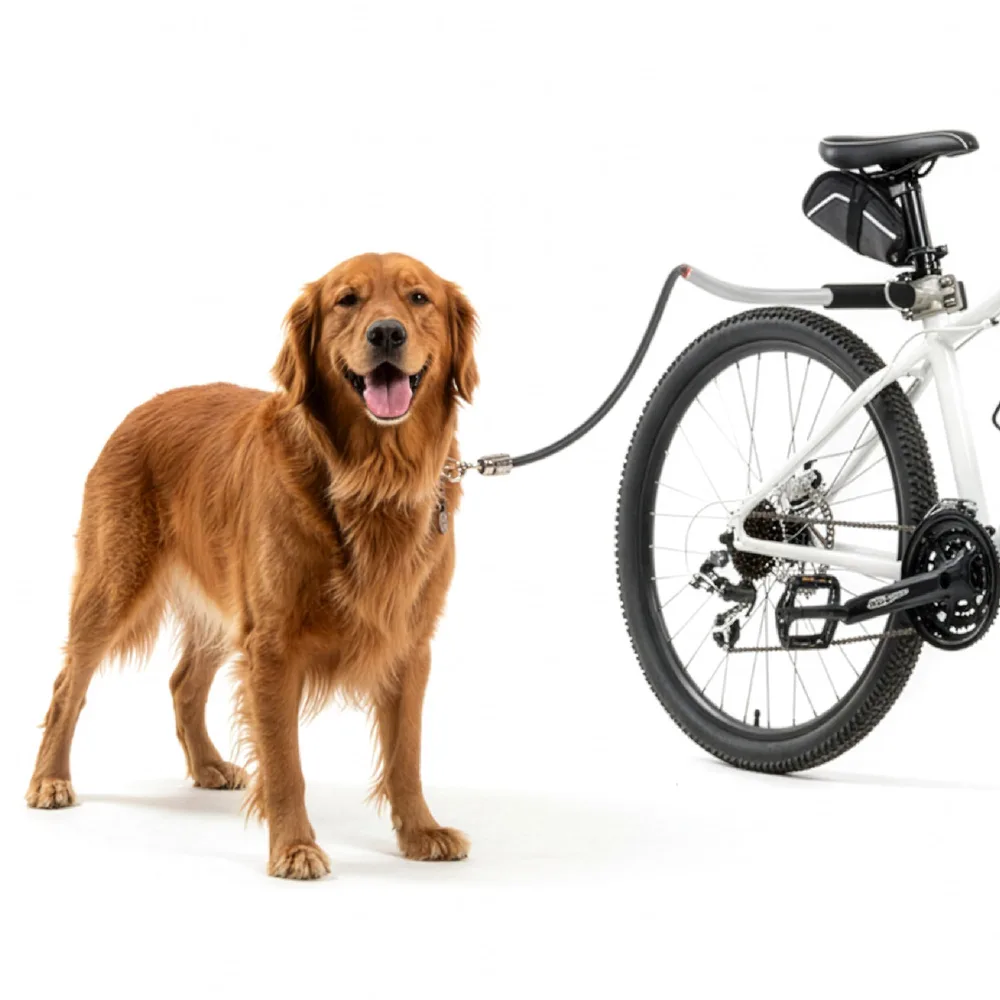 Sherpa Sherpa Cycleash Hands Free Dog Bike Leash with Shockless TPR Technology - Ultra Light Alloy Construction, Ergonomic Design for Safe Cycling with Active Dogs - Sliver, One Size