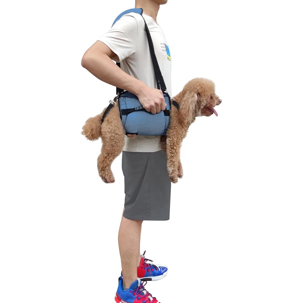 Coodeo COODEO Dog Carry Sling, Emergency Backpack Pet Legs Support & Rehabilitation Dog Lift Harness for Nail Trimming, Dog Carrier for Senior Dogs Joint Injuries, Arthritis, Up and Down Stairs (M, Blue)