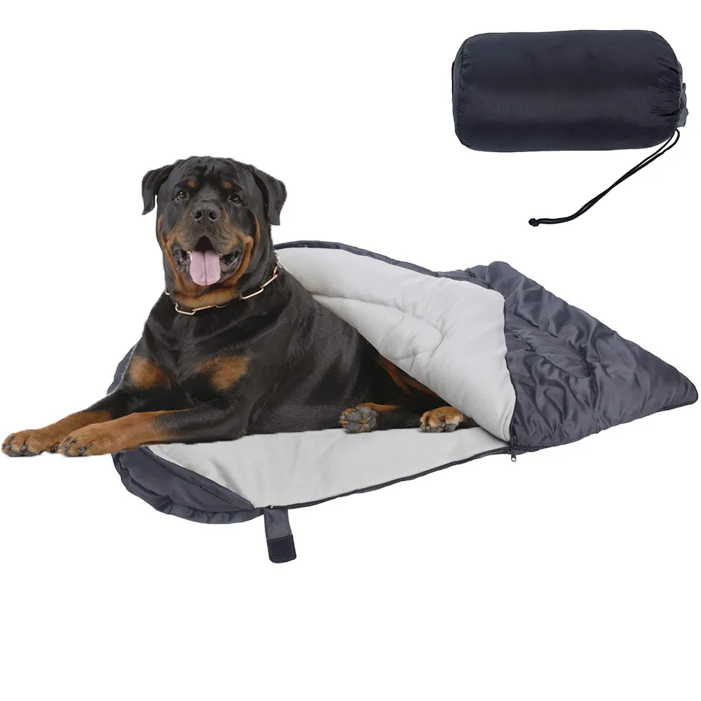 VanRolldex Dog Sleeping Bag, Waterproof Travel Warm Portable Dog Bed with Storage Bag for Indoor Outdoor Warm Camping Hiking Backpacking(Grey)