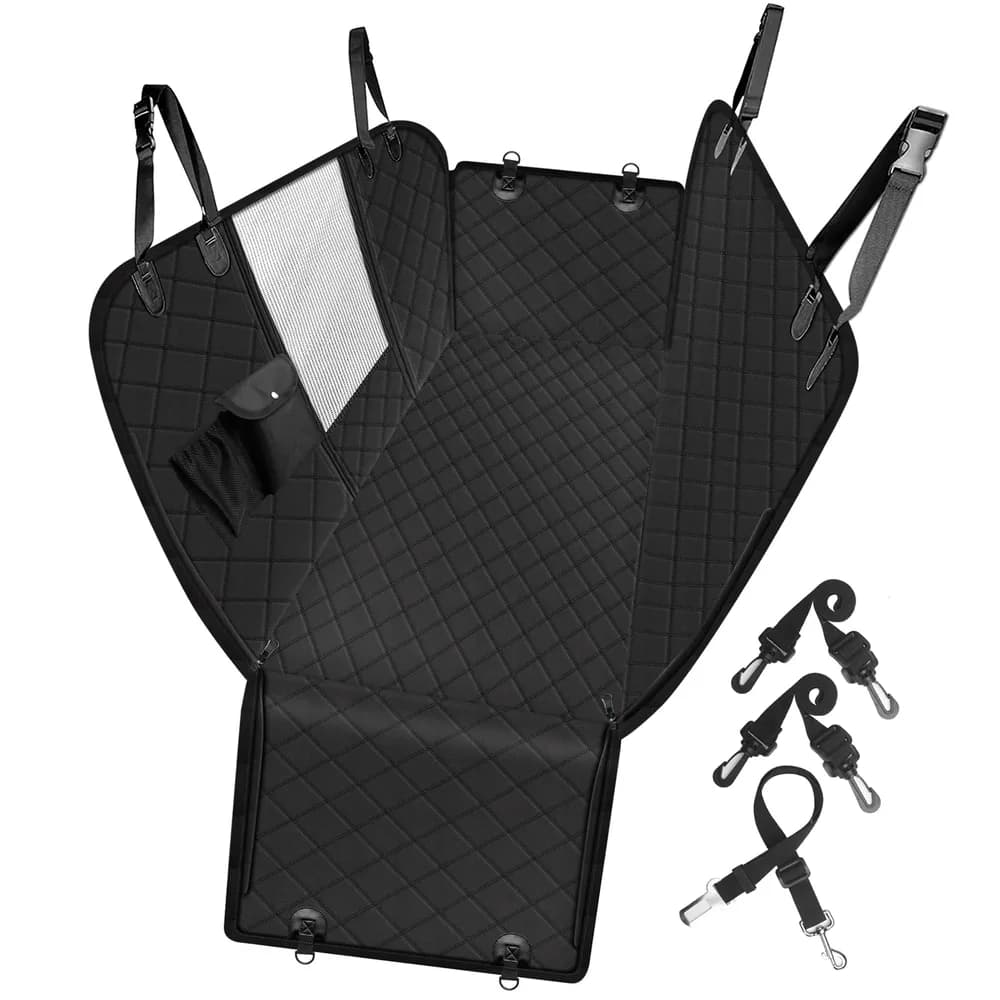 Femuar Femuar Dog Car Seat Cover with Storage Pockets Mesh Visual Window, Waterproof Nonslip , Heavy Duty Scratchproof Pet Dog Back Seat Cover Hammock for Cars Trucks and SUVs