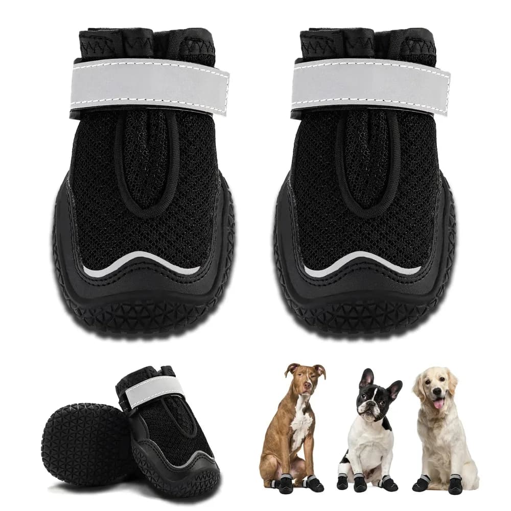 Hcpet Hcpet Dog Boots for Large Dogs, Dog Shoes for Hot Pavement Winter Snow, Paw Protector Dog Booties Designed for Comfort and Breathability, Outdoor Booties for Small Medium Dogs for Hiking Black Size 4