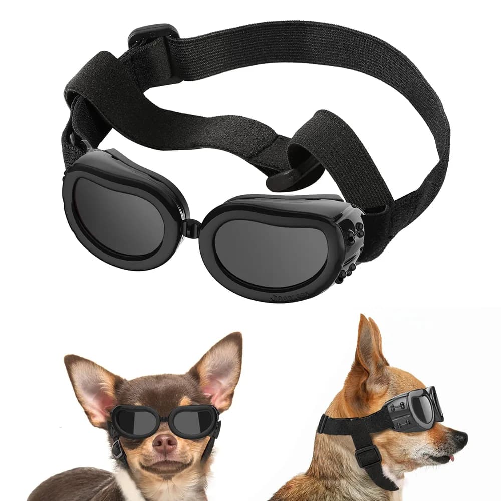 Lewondr Lewondr Dog Sunglasses Small Breed Goggles UV Protection,Goggles for Small Dogs Eye Wear Protection with Adjustable Strap Windproof Anti-Fog Sunglasses for S-mall Doggy Doggie Glasses,Black
