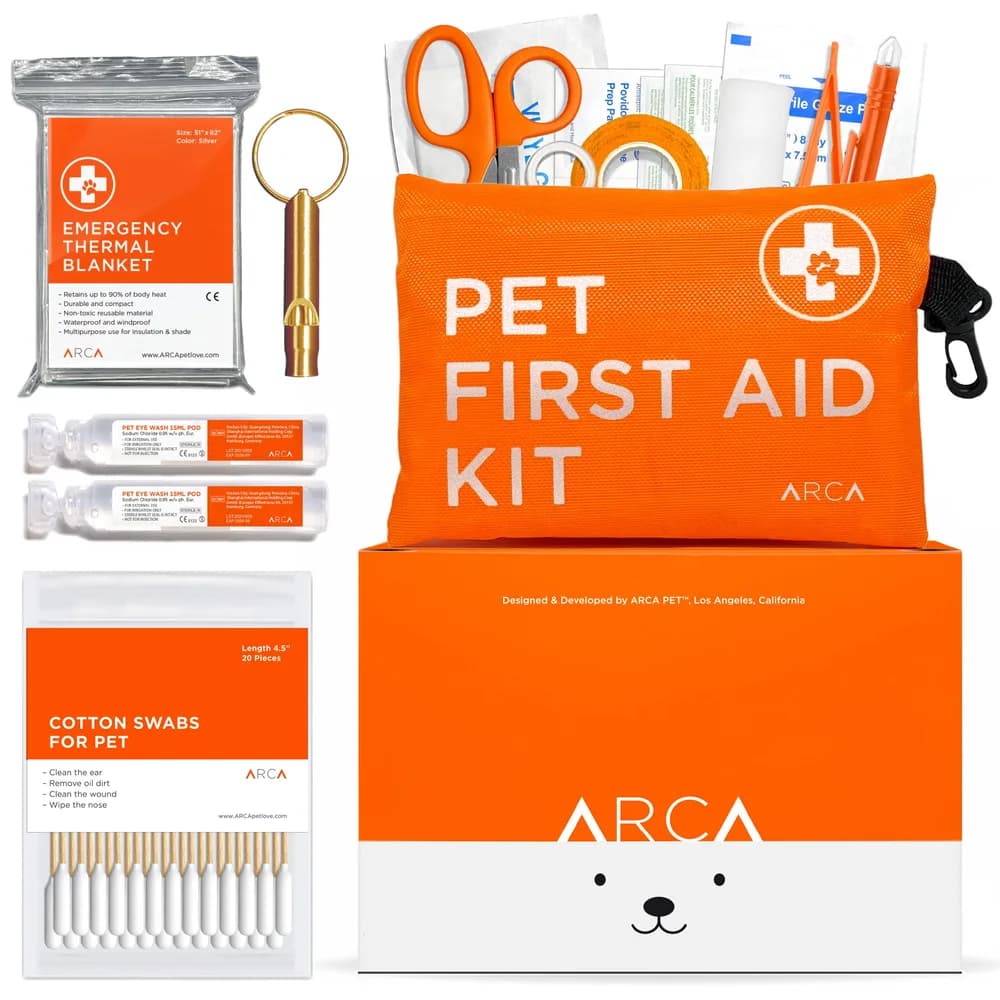 ARCA PET ARCA PET Dog First Aid Kit - Pet Emergency Kit - Water Resistant High Visibility Reflective First Aid Pouch Dog Camping Essentials for Hiking, Backpacking, Sports, Hunting
