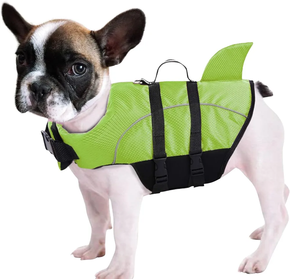 Queenmore Queenmore Shark Ripstop Dog Life Jacket, Green, Extra Small