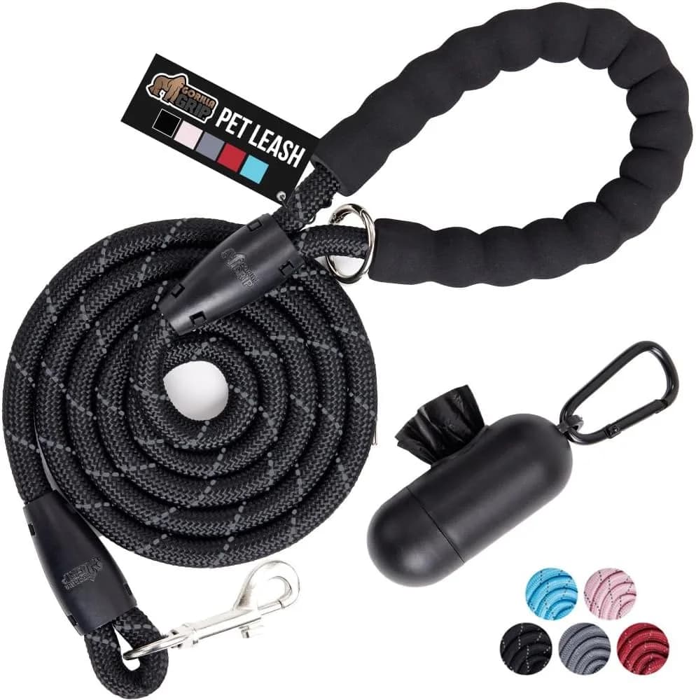 GORILLA GRIP GORILLA GRIP Reflective Rope Dog Leash with Bag Dispenser