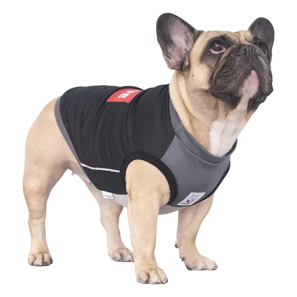 ICHOUE iChoue French Bulldog Pug Summer Cooling Shirts Vests Grey Black - Medium
