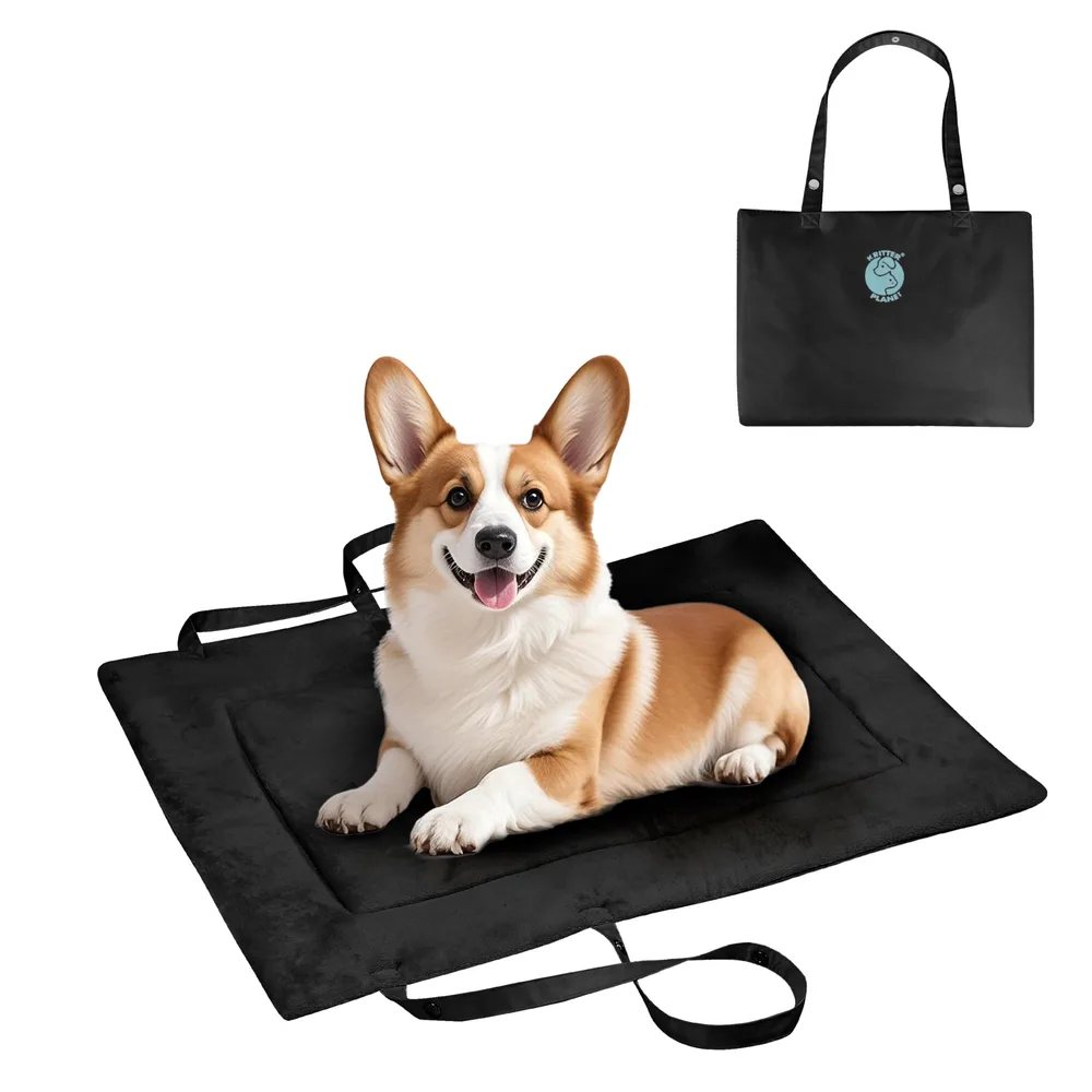 Kritter Planet Kritter Planet Waterproof Foldable Dog Bed Pad for Camping & Travel, Portable Roll-Up Dog Bed Car Seat Pet Cushion Mat with Handles for Small & Medium Dogs, Indoor & Outdoor Use