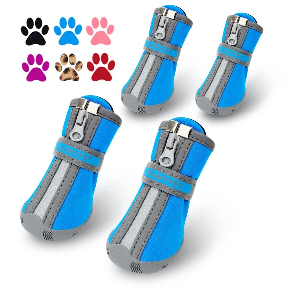 QUMY QUMY Dog Shoes for Small Dogs, Puppy Dog Boots & Paw Protectors for Winter Snow Day, Summer Hot Pavement, Waterproof in Rain Weather, Ourdoor Hiking, Indoor Hardfloor Skid-Resistant Sole Blue Size 2