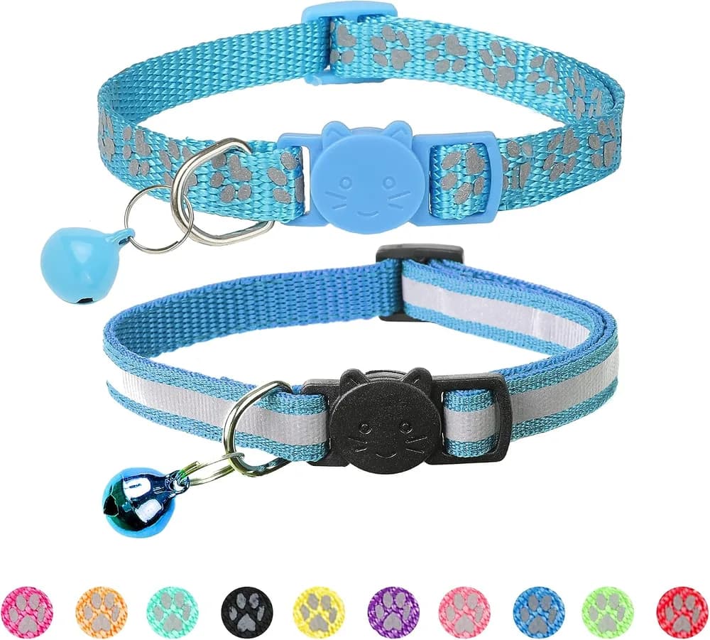 BANMODER BANMODER 2 Pack Personalized Reflective Breakaway Cat Collars with Bells