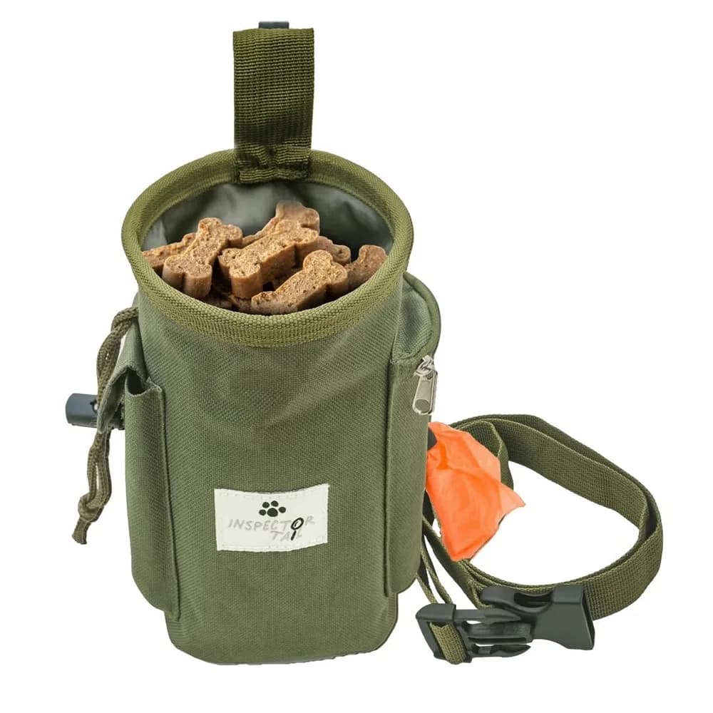 INSPECTOR TAIL INSPECTOR TAIL Dog Treat Pouch with Drawstring, Two-Cup Tote, Four Wear Options, and Accessory Pockets