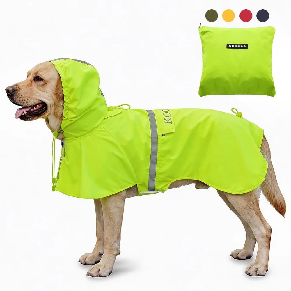 KOOGAL Pet Large Dog Raincoat Apparel Poncho Waterproof for Medium Large Sized for Dog Raincoat Clothes Jacket (Fluor Yellow,4XL)