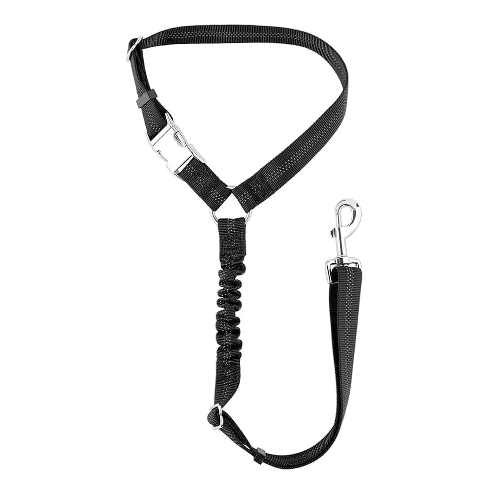 PLUTUS PET Plutus Pet Dog Seat Belt for Car Headrest, Reflective with Elastic Bungee | Adjustable Restraint for Safety, Vehicle Seatbelt Harness for Small Medium Large Dogs and Cats, Black