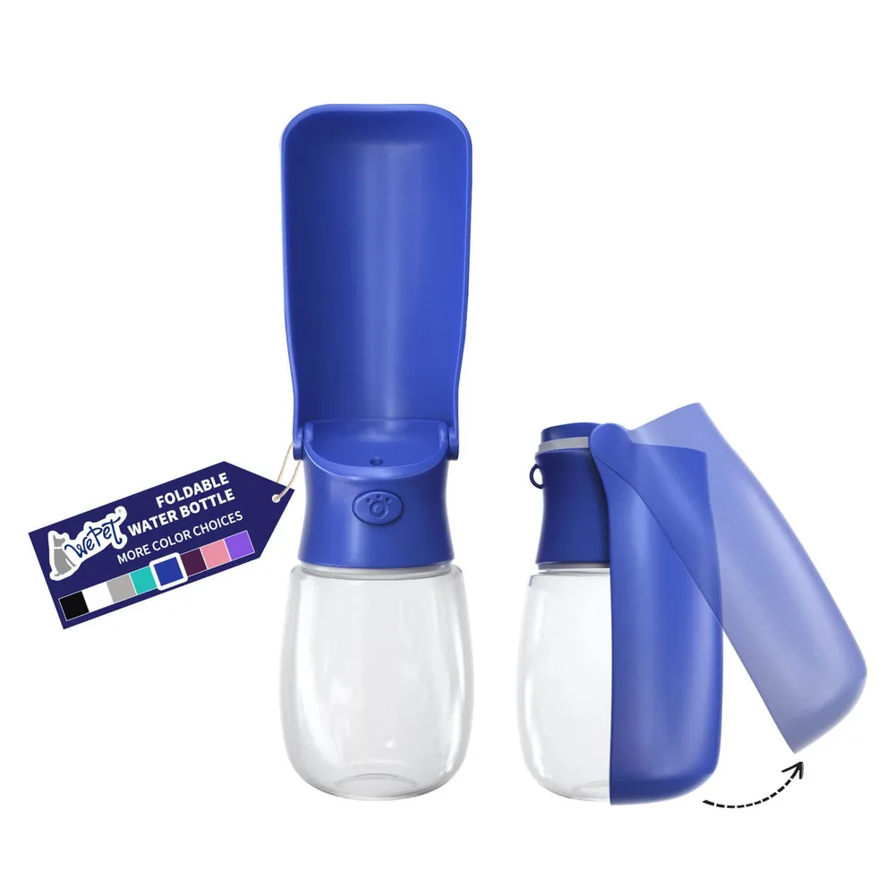 WePet WePet Foldable Portable Dog Water Bottle Puppy Water Dispenser with Drinking Feeder, 12 OZ, High-Temperature Resistant Leak Proof for Pets Outdoor Walking, Hiking, Travel, Food Grade Plastic BPA Free