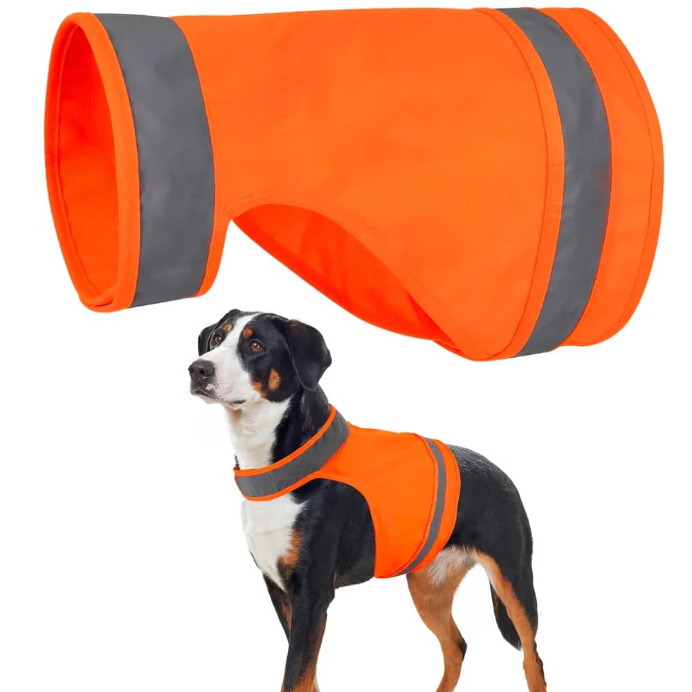 DQGHQME Blaze Orange Dog Hunting Vest - High Visibility Reflective Dog Safety Vest for Outdoor Activities, Night Walking, and Hunting Season - Ensure Your Dog's Visibility and Safety
