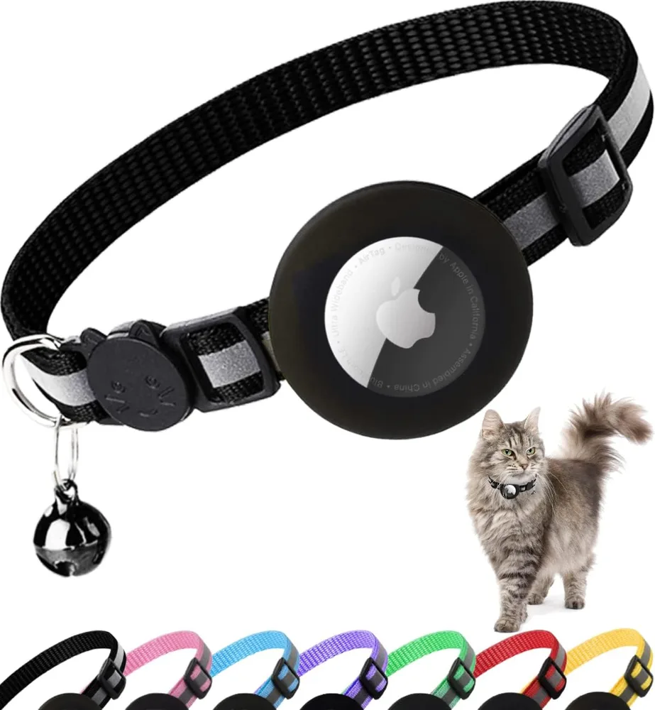 Dgerp Dgerp Reflective Breakaway Cat Collar with AirTag Holder, Safety Buckle and Bell