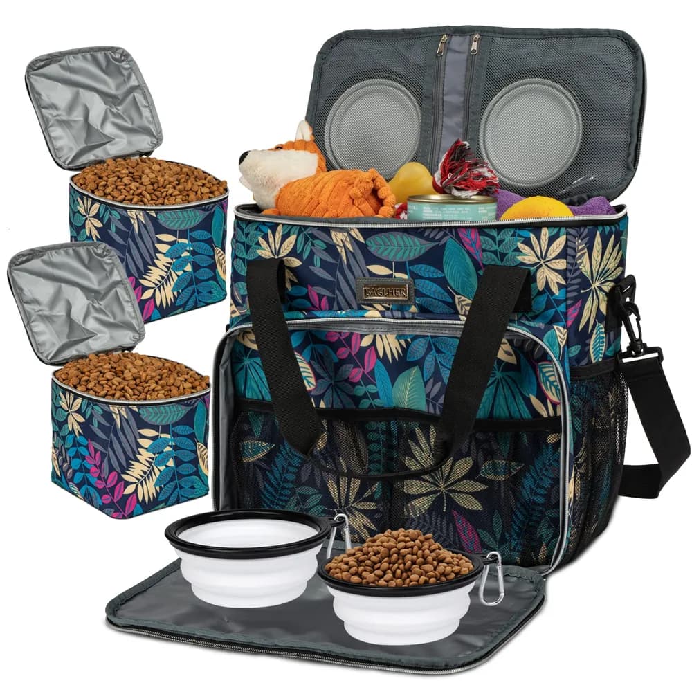 BAGLHER BAGLHER Dog Travel Bag, Pet Travel Bag (ALL Pet Travel Supplies), With 2 Pet Food Containers and 2 Collapsible Silicone Bowls; Essential Kits for Travel Hawaii