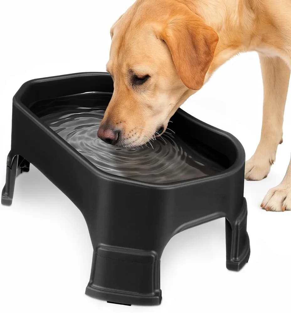Neater Pet Brands Neater Pet Brands Extra Large Water Bowl for Dogs, Elevated Outdoor Dog Water Bowl (1.25 Gallon XL Capacity), Big Trough Style Food Dish for Indoors or Outside, No Spill Large Dog Bowls, Black