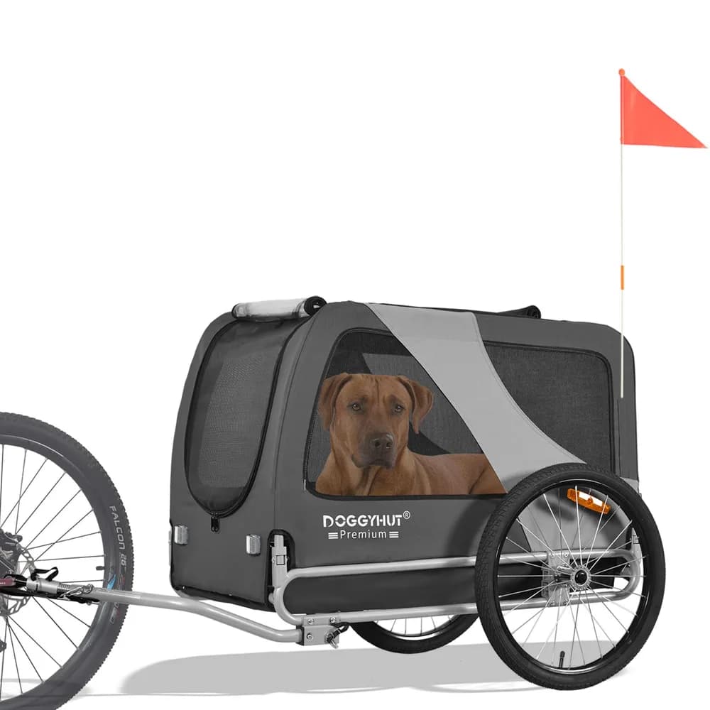 Doggyhut DOGGYHUT® Premium XL Pet Bike Trailer for Large Dog or Multiple Small Dogs, Up to 100 lbs,Dog Bicycle Carrier,Low Center of Gravity,Easy Folding Frame Cart