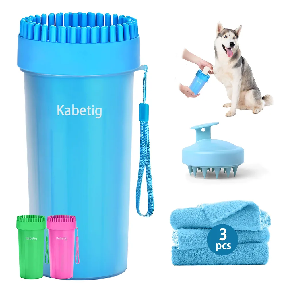 Kabetig Dog Paw Cleaner Cup with Detachable Top Brush for Large & XL Dogs | Quick-Clean Muddy Paws with Soft Bristles, Fits Paws 2.5-3.5 Inches Wide