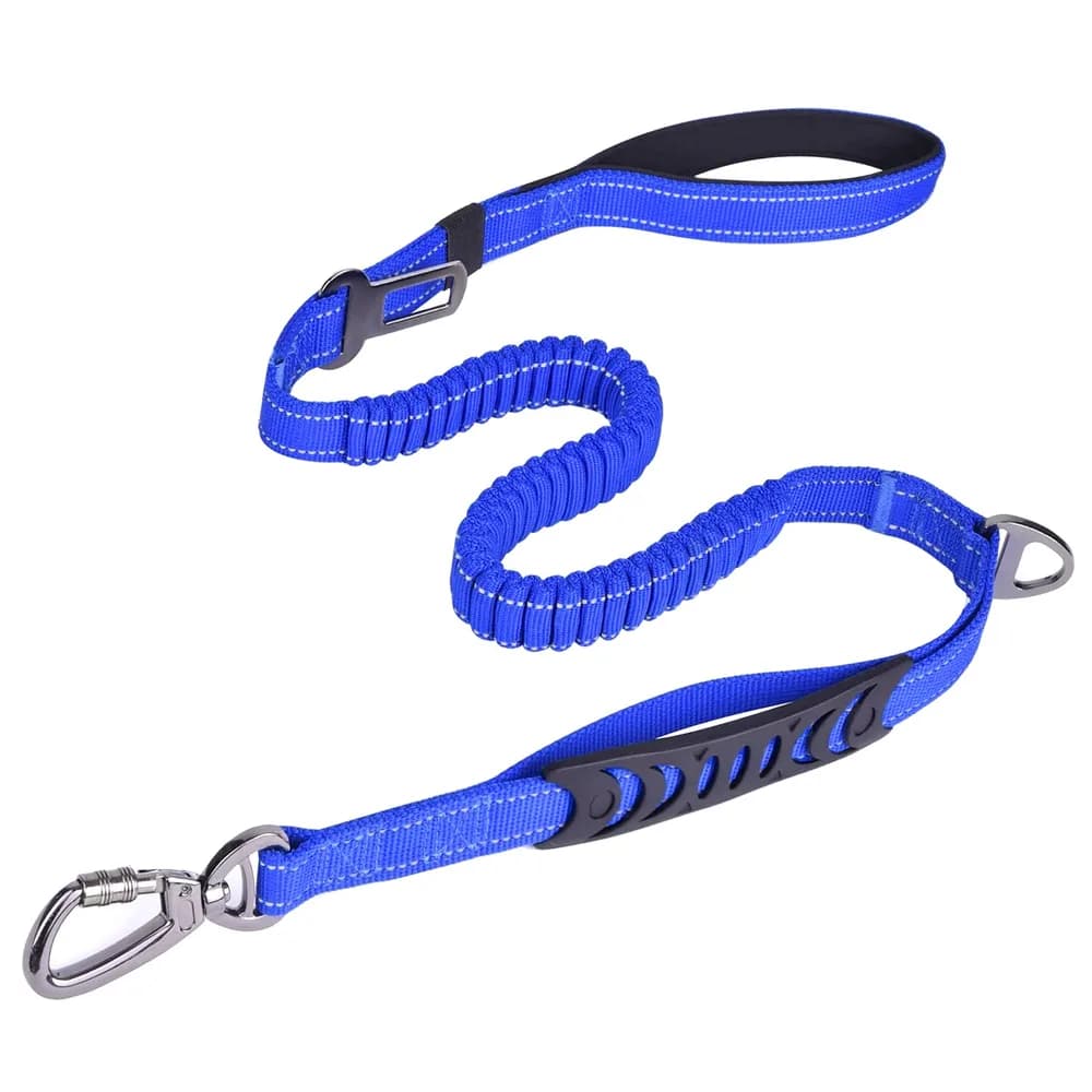 Fashion&cool Heavy Duty Dog Leash for Large Dogs, 4-6FT Traffic Padded 2 Handles for Extra Control, Strong Shock Absorbing Bungee with Car Safety Buckle, Reflective for Night Walking
