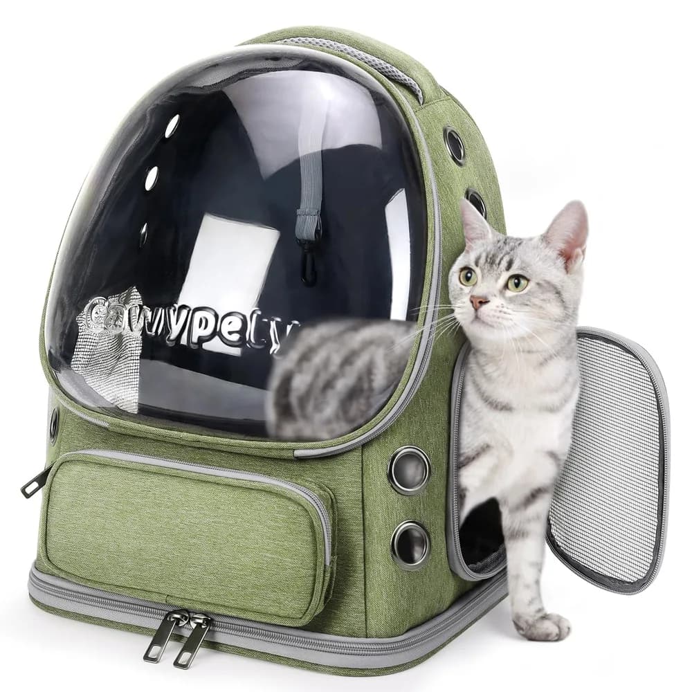 Cawypety Cawypety Cat Backpack Carrier, Breathable Cat Carrier Large Space Bubble Pet Backpack for Kitty Small Dog up to 15lbs, Transparent & Foldable Pet Carrier for Travel Hiking