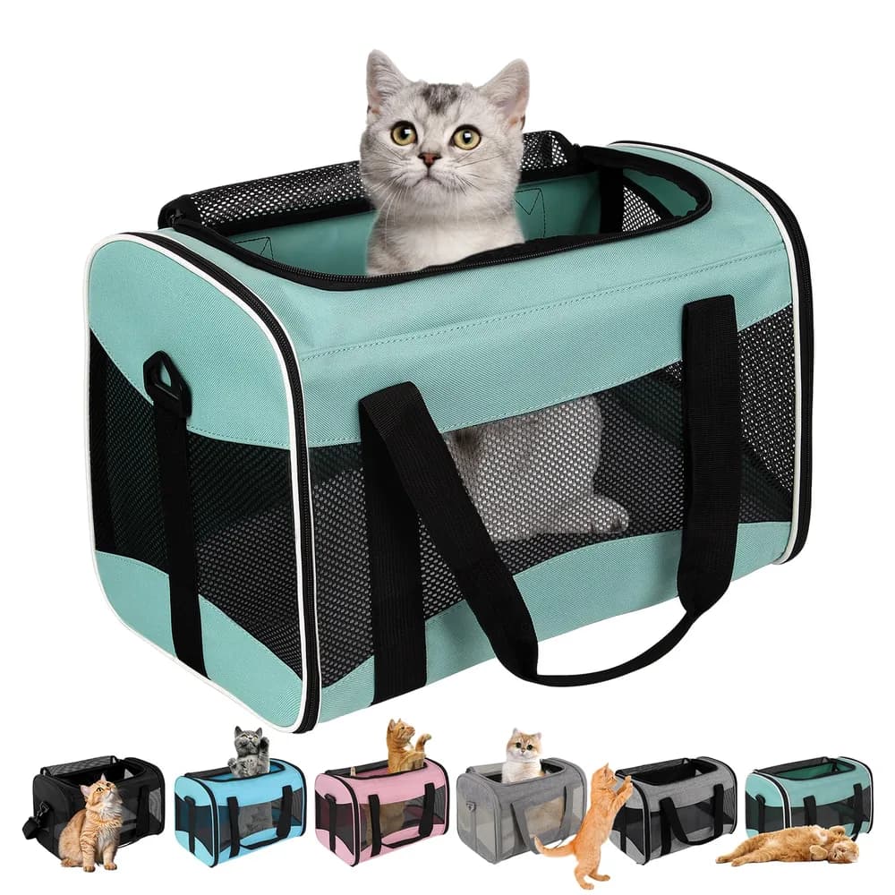 Top tasta Cat Dog Carriers Soft-Sided Pet Carrier Large Cats for Medium Big Cat Small Dog Puppy up to 16lbs TSA Airline Approved Animal Collapsible Cat Carrier Carriers Travel Carrier Cat Bag (17x11x11)