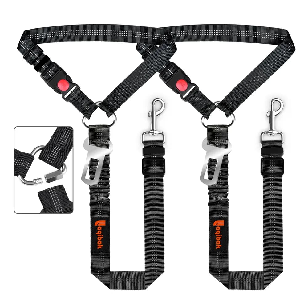 laqibak Laqibak Removable Dog Seat Belt Harness for Car, 3 in 1 Pet Seatbelt Leash | Retractable Headrest-Mounted,Restraint & Adjustable Reflective Bungee Dog Seatbelt Tether,Black