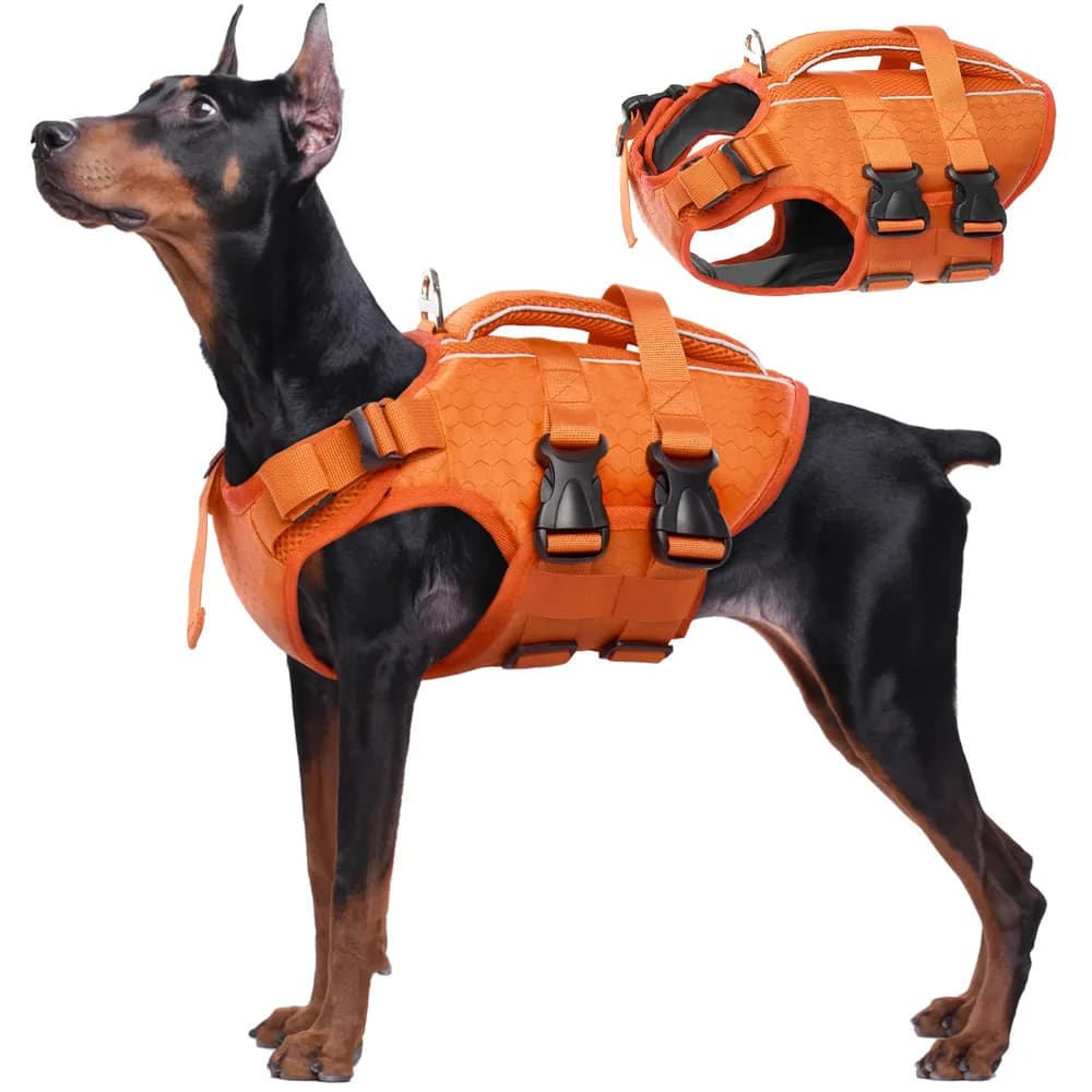 Kuoser Kuoser Dog Life Jacket High Flotation, Reflective Dogs Life Vest for Swimming Boating, Adjustable Small Medium Large Dog lifejacket, Lightweight Dogs Life Preserver Rescue Handle Spring Summer Pool
