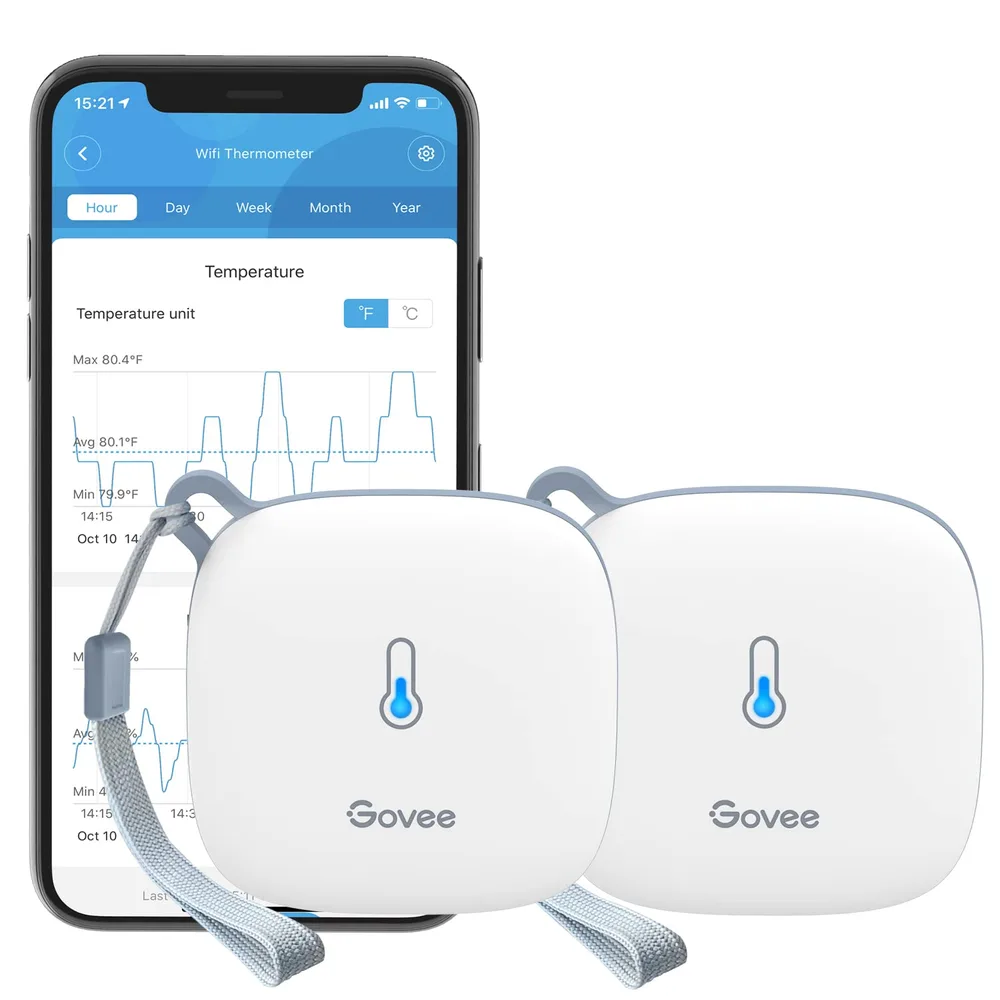 Govee Govee WiFi Temperature Sensor H5179, Smart Hygrometer Thermometer with App Notification, 2 Years Data Storage Export, Remote Monitor for Room Greenhouse Incubator Wine Cellar, 2 Pack