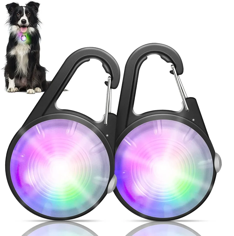 QIZIYARDALL Dog Collar Light, 4 Modes Dog Lights for Night Walking, Rechargeable LED Pet Collar Light for Nighttime Clip on, IP68 Waterproof Pet Walking Accessories-2 Pack(Black)