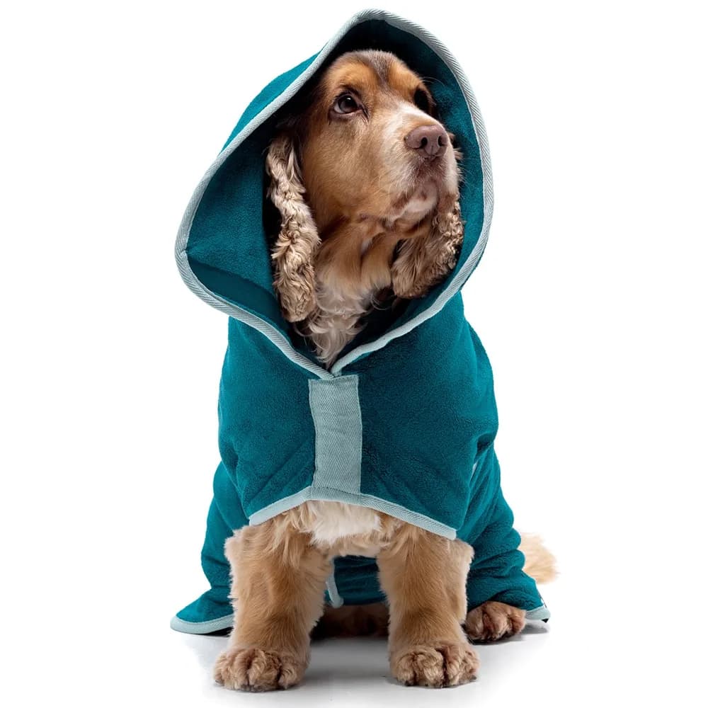Lucky Pooch Lucky Pooch® Dog Robe - Luxurious Dog Bathrobe - Ultra Absorbent Dries Your Dogs in Minutes! Double-Layer, Super Soft Towel and Bath Robe All in One (M, Teal)