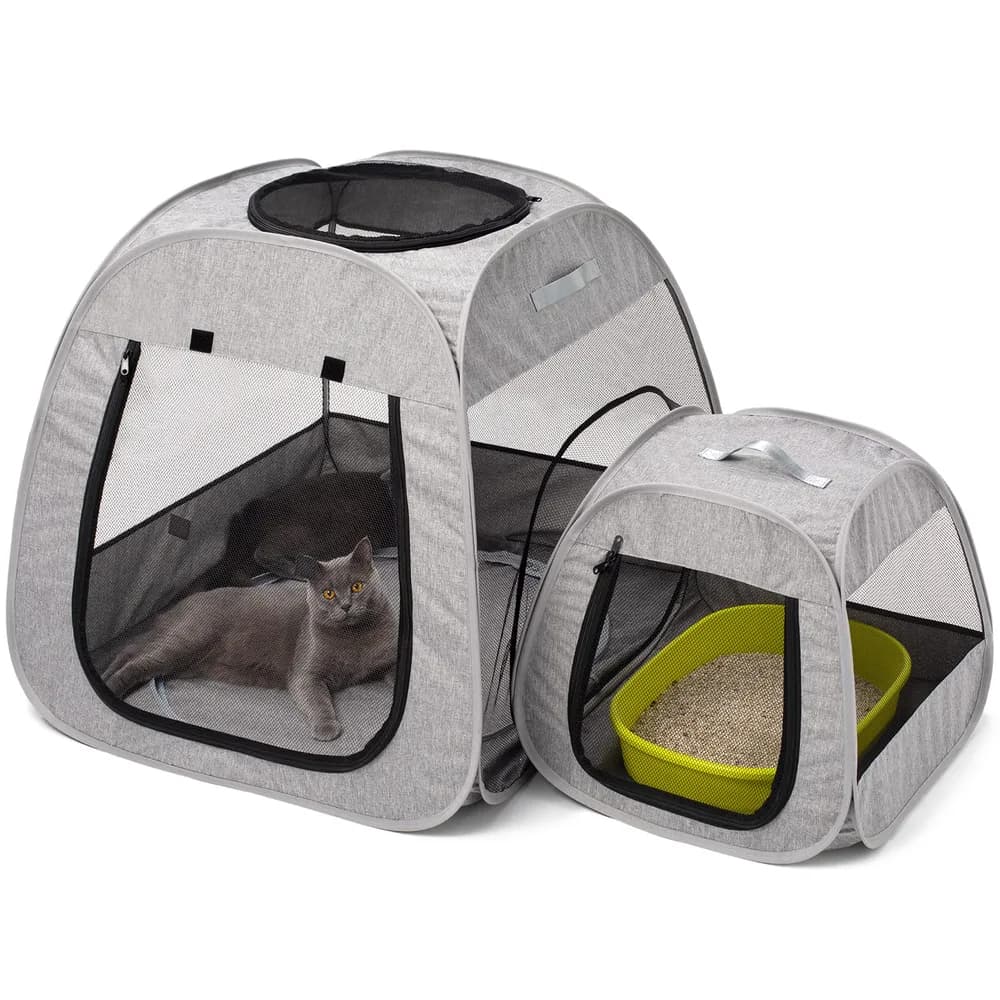 TENRAI Tenrai Portable Cat Playpen, Trapezoidal Design for Better Standing, Foldable Pet Tent for Indoor and Outdoor Use of Kitten and Puppy, Dog Play Enclosure, Cat Houses & Condos